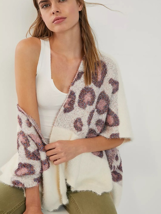 Anthropologie Sweaters - Anthropologie Fuzzy shimmer metallic leopard print shall one size